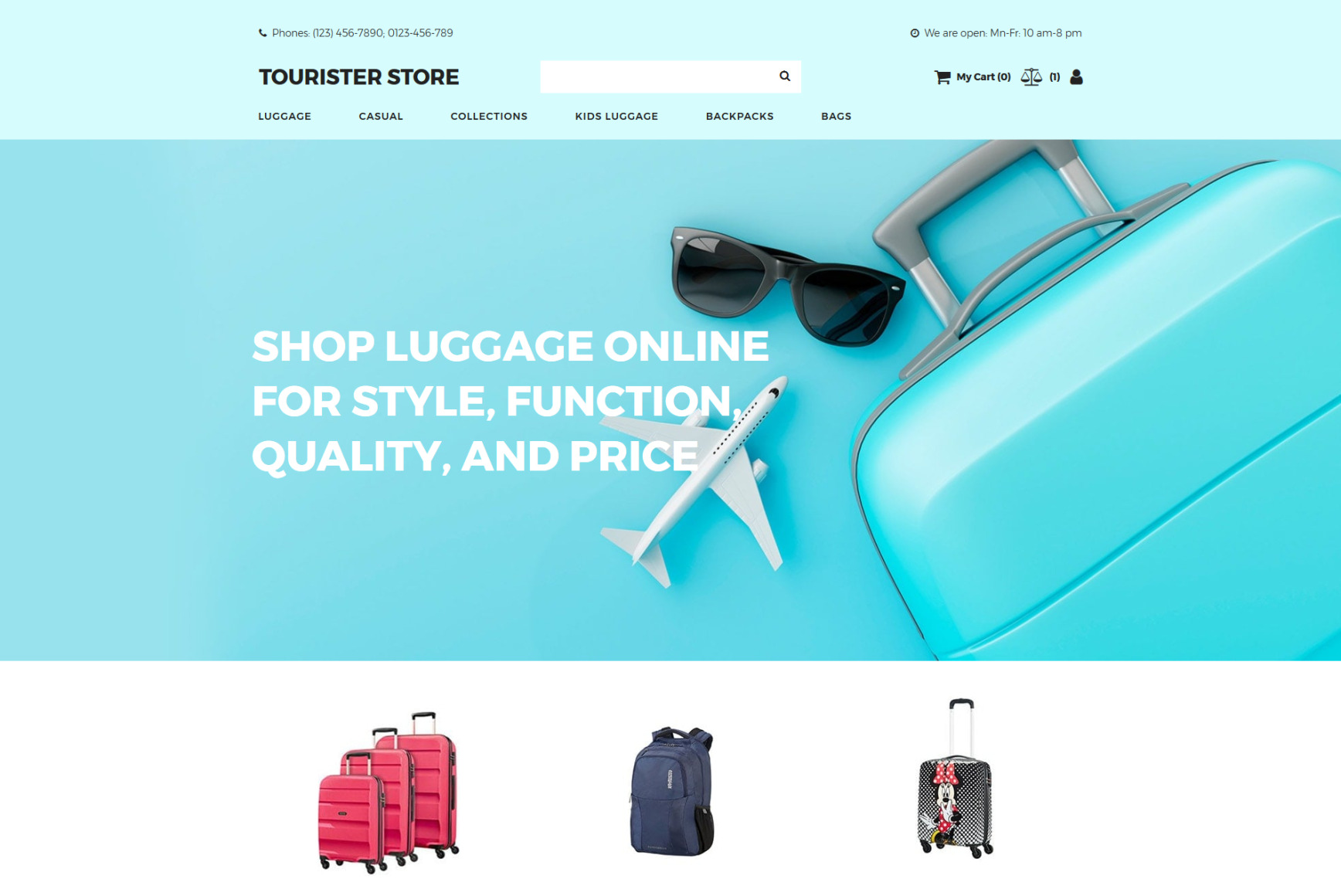 Travel Bag site Template for Luggage Store MotoCMS