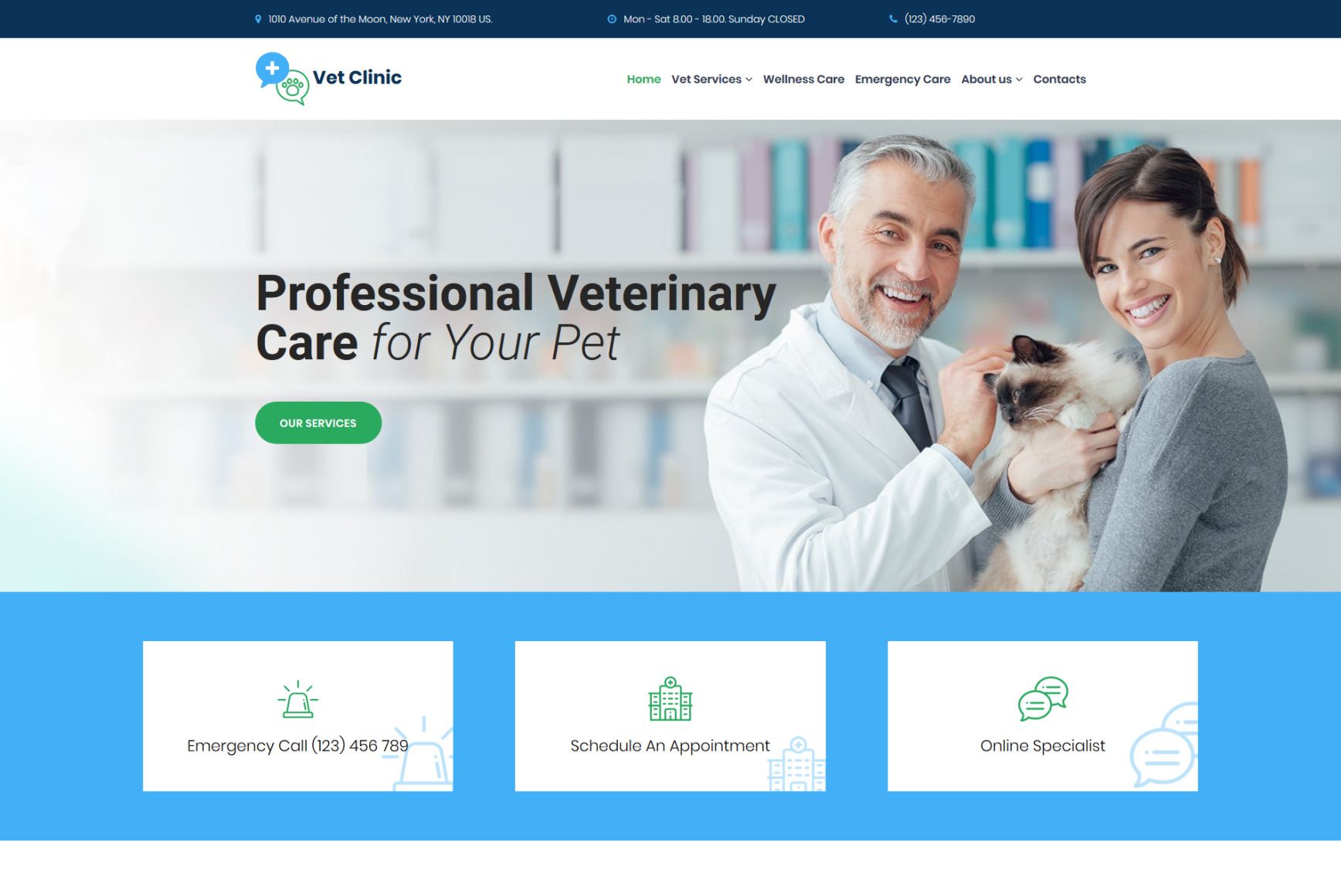 Veterinary Website Design Template for Animal Hospital MotoCMS