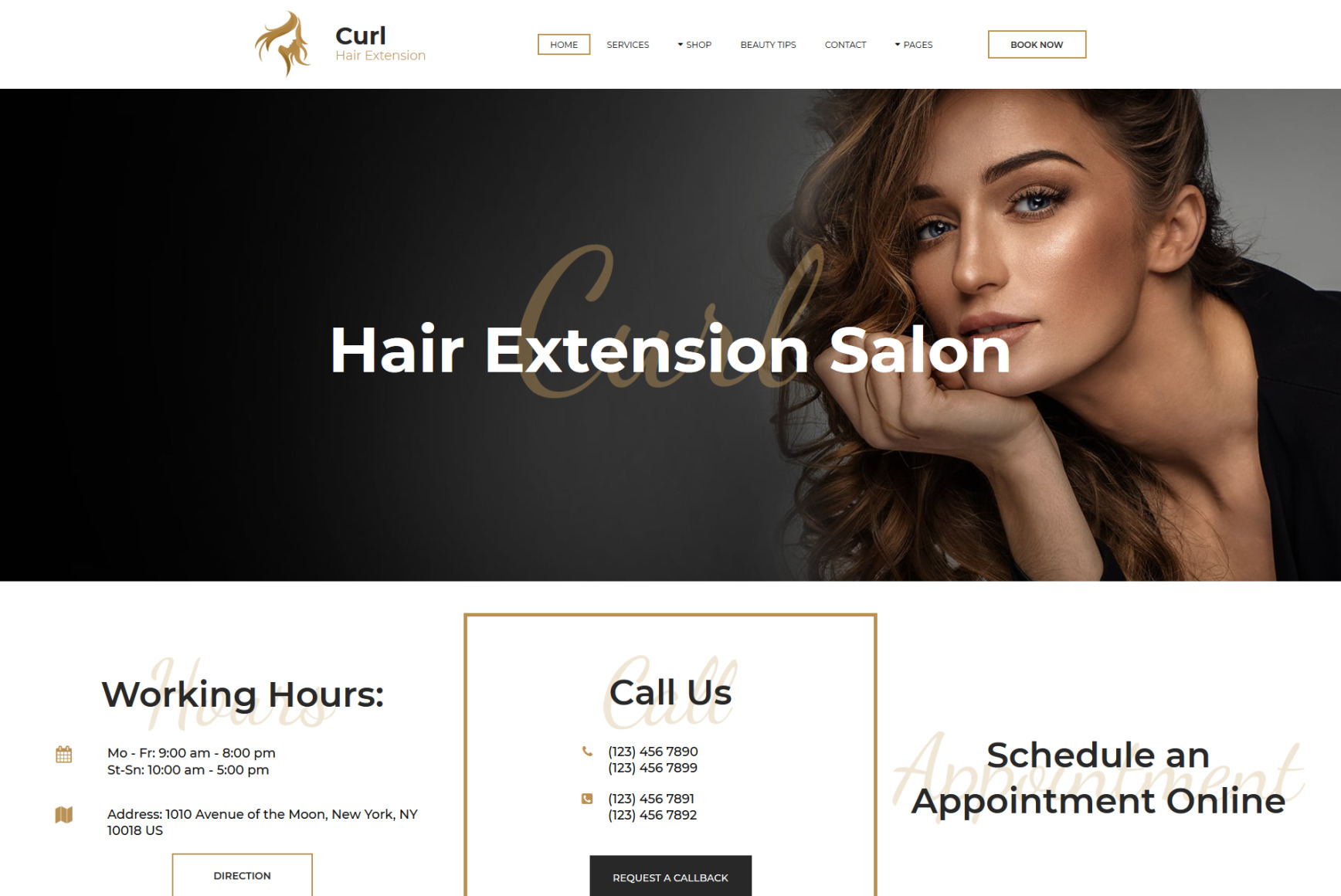 Hair Extension Website Template for Beauty Site MotoCMS