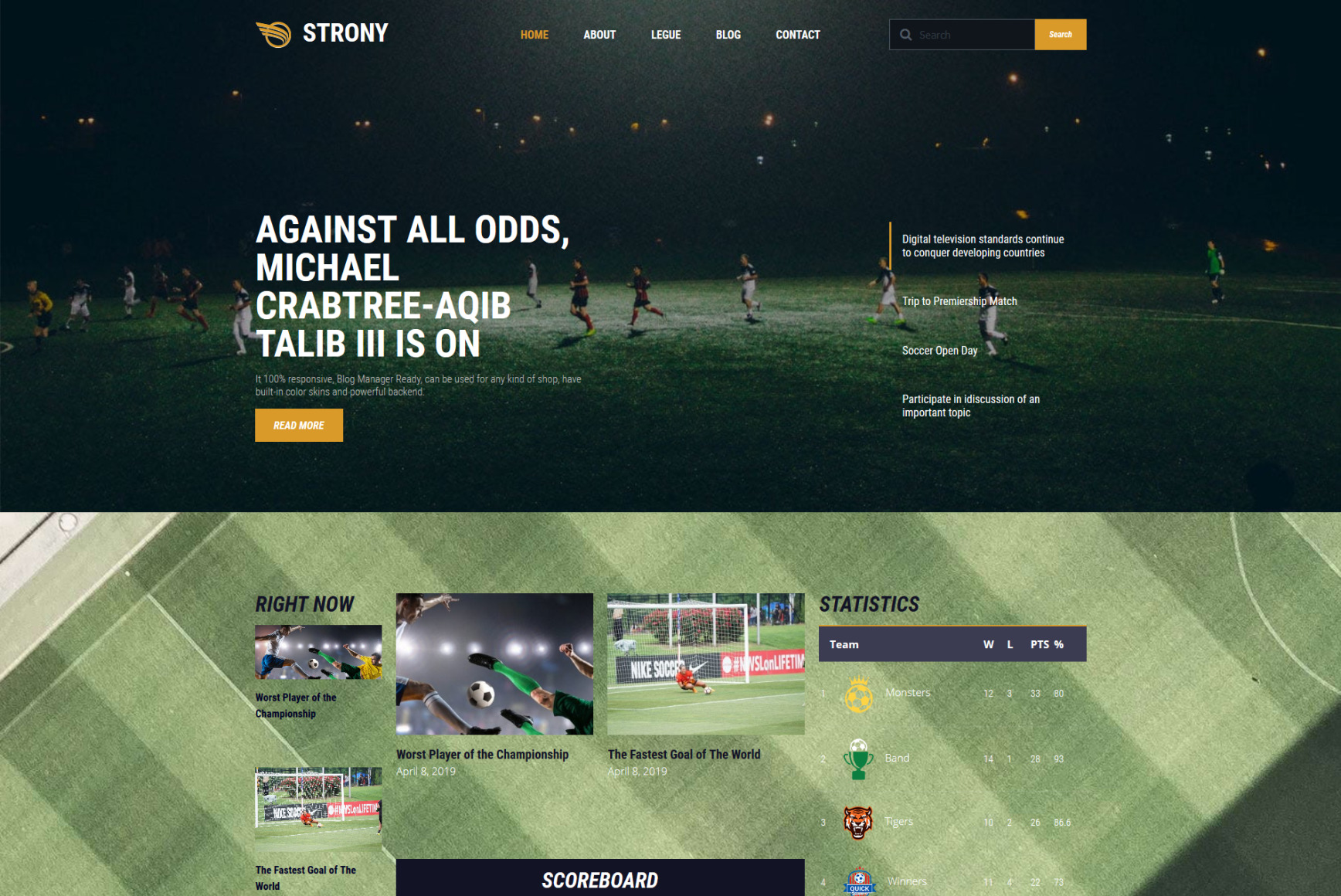 Football site Template for Sports Site MotoCMS