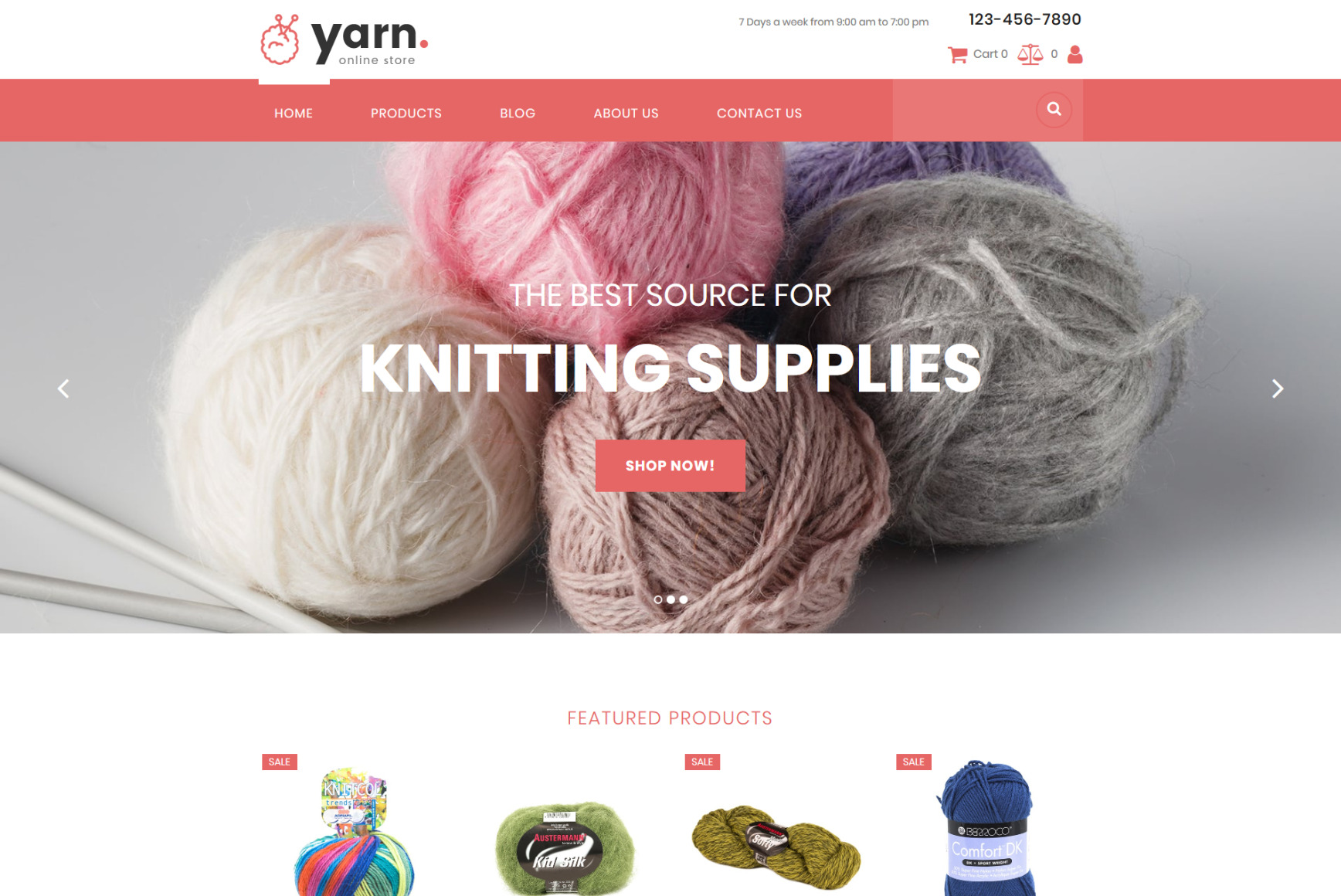 Knitting Website Template for Yarn Store MotoCMS