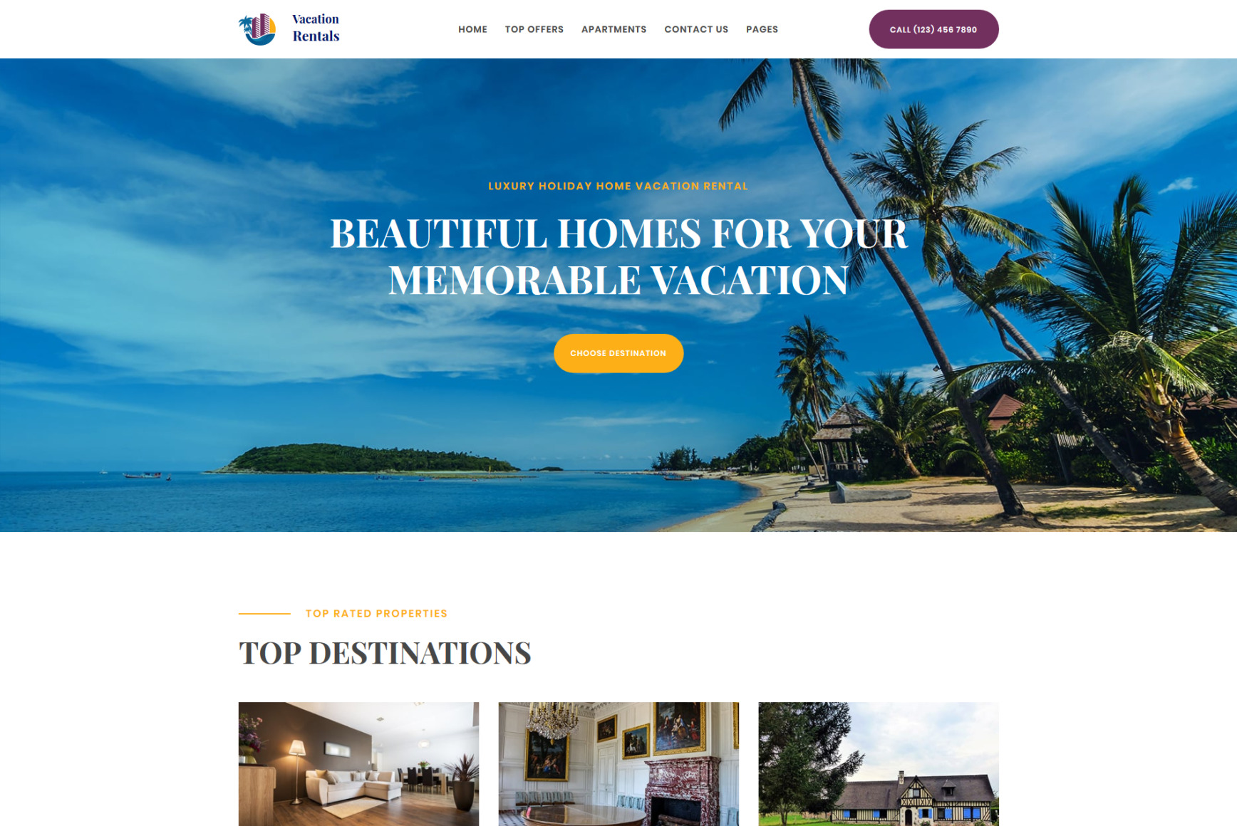 Holiday Rental Website Template for Vacation Landing MotoCMS