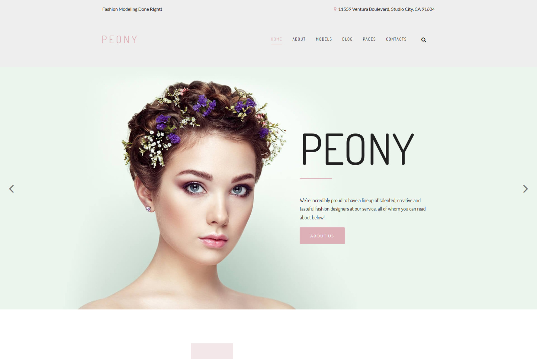 Fashion Model site Template for Modeling Agency MotoCMS