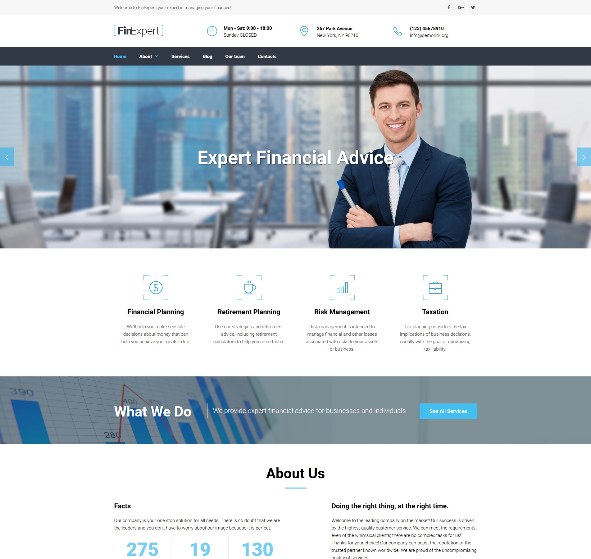 Financial Planner Website Design TemplateMonster