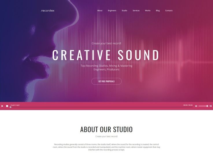 Recording Studio Website Design - Recordex - main image
