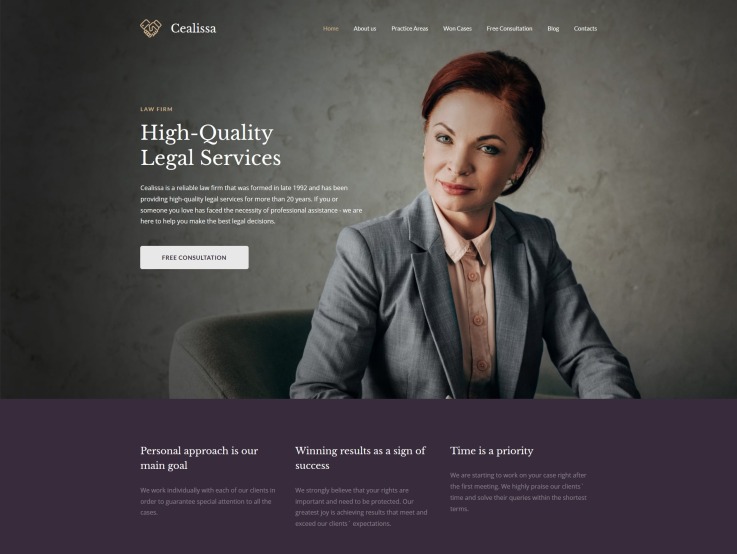 Attorney Website Design Cealissa TemplateMonster