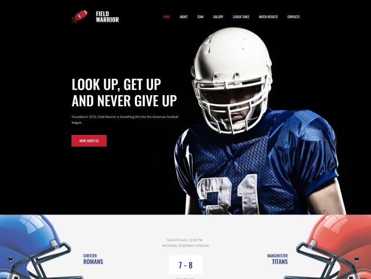 Football Website Design - Field Warrior - main image
