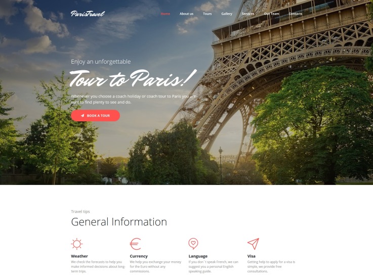 Tourism Website Design - Paris Travel - main image