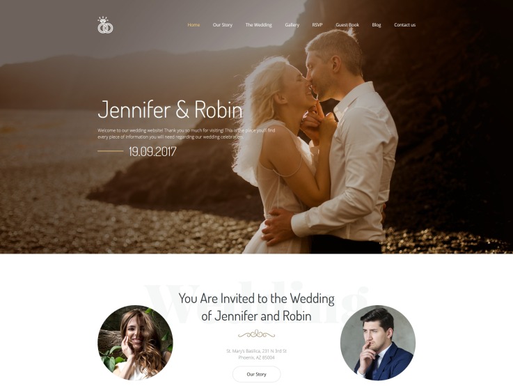 Wedding Website Design - Jennifer & Robin - main image