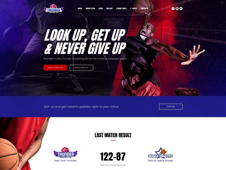 Basketball Website Design - Thunder - main image