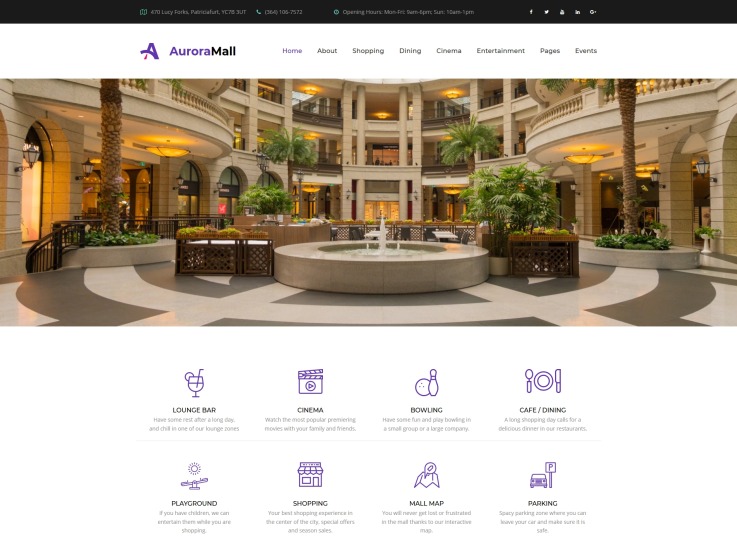  Shopping  Mall Website  Design  AuroraMall TemplateMonster