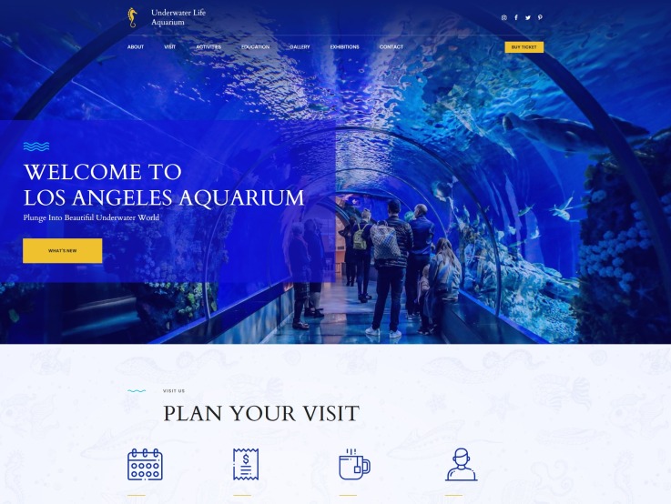 Aquarium Website Design - Underwater Life - main image