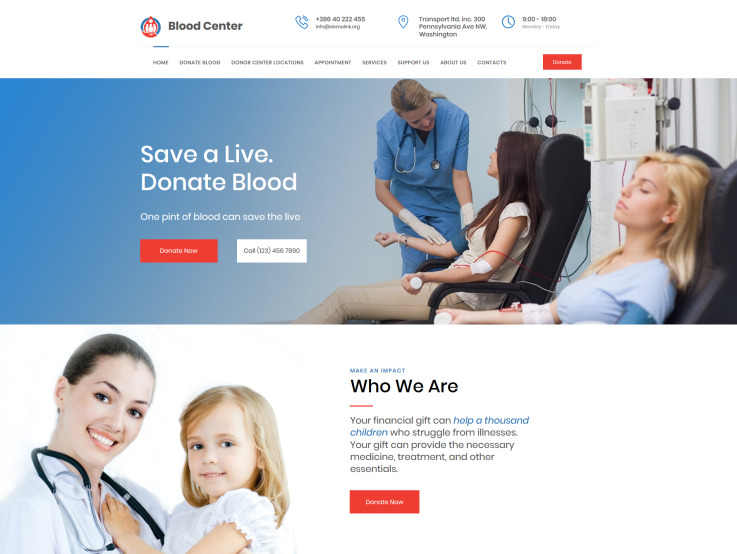 Blood Bank Website Design - main image