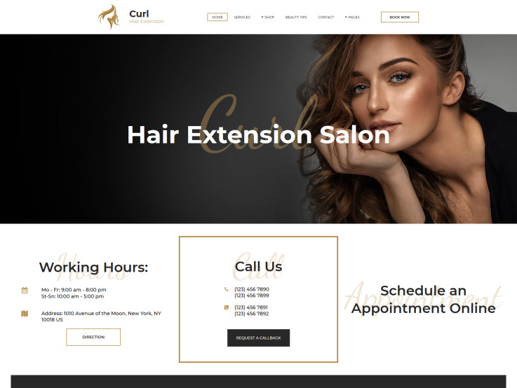 Hair Extension Website Design - main image