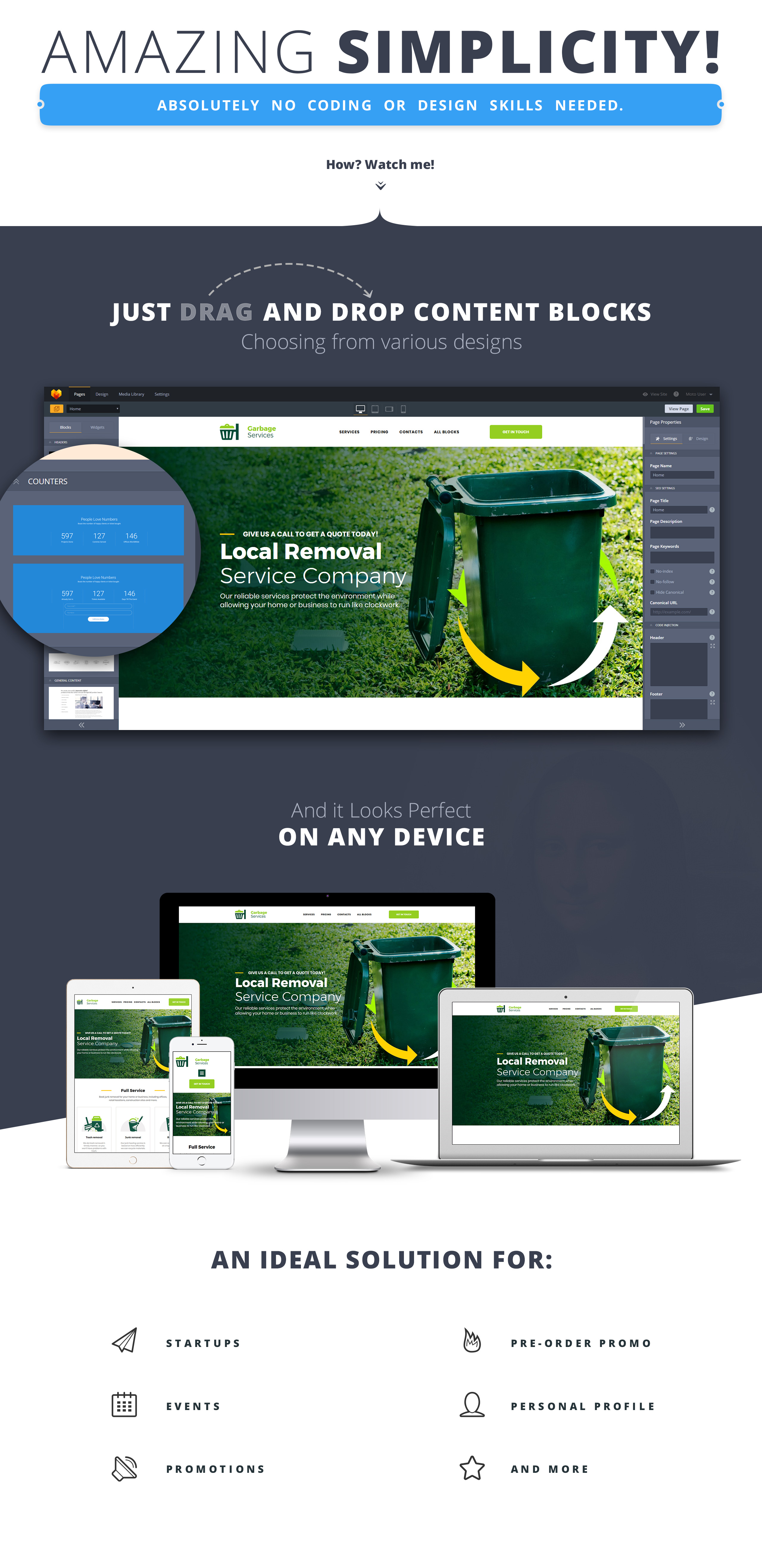 One Page Junk Removal Website Template MotoCMS
