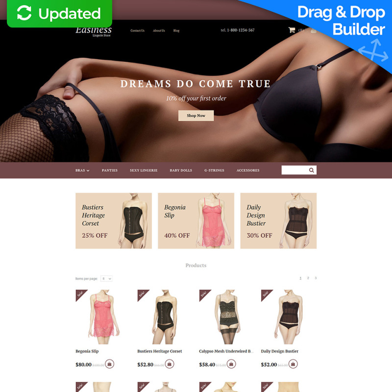 Lingerie Web Template for Online Underwear Shop - MotoCMS