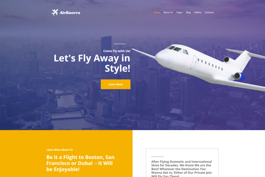 Airline Website Design for Private Airline - MotoCMS