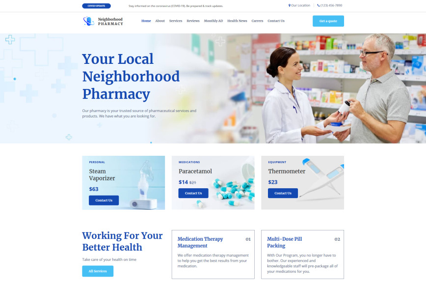 Free Pharmacy Website Design Templates Printable Templates