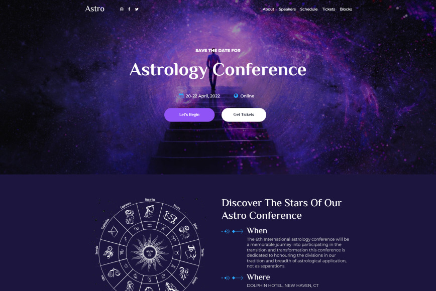 Astrology Website Design for Astrology Conference MotoCMS