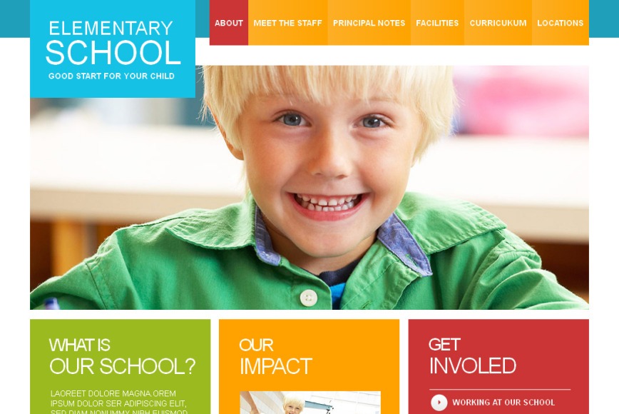 Elementary School Website Template with Bright Colors Combination - MotoCMS