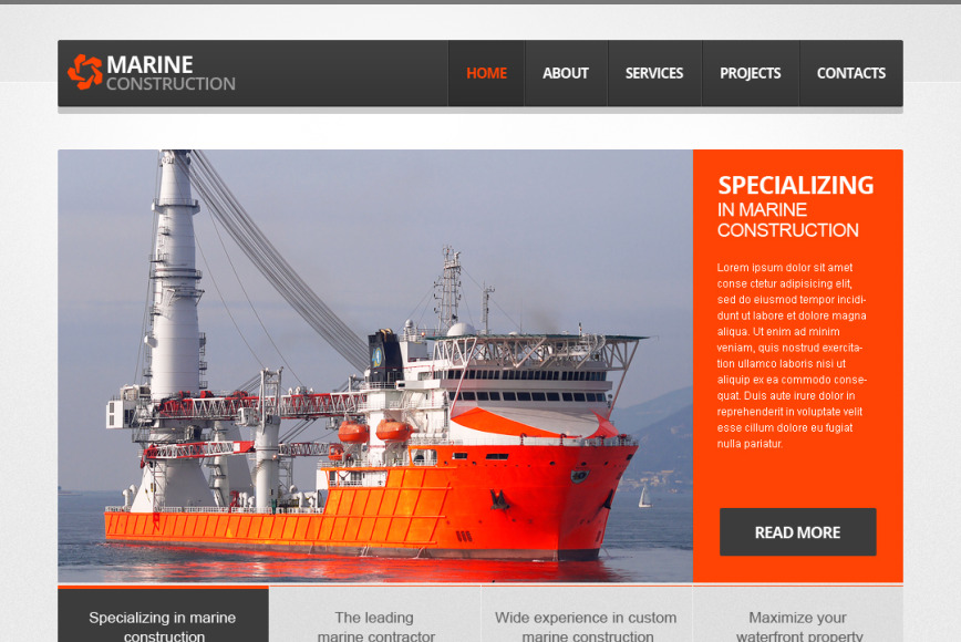 Marine Construction Website Template with Orange Design Elements - image