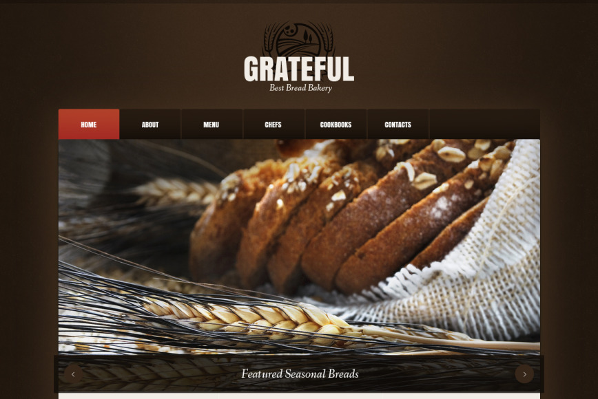 Bakery Website Template with jQuery Slider and Brown Background - image