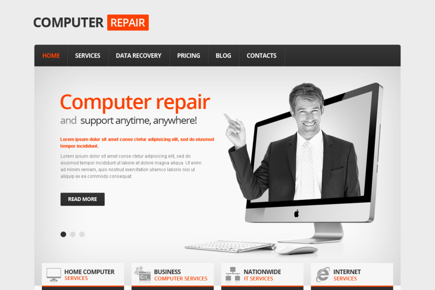 Computer Business Template with Big Content Slider in Header Area - image