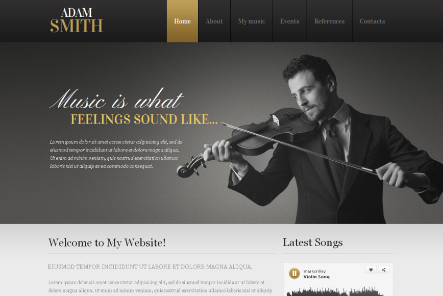 Dark Website Template for Musicians and Singers - image