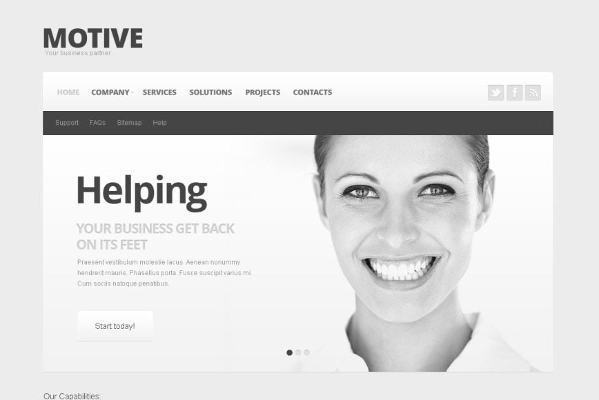 Decolorized Business Template with a jQuery Slider MotoCMS