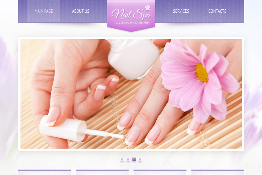 Nail Spa Website Template Designed in Light Violet Tones - MotoCMS