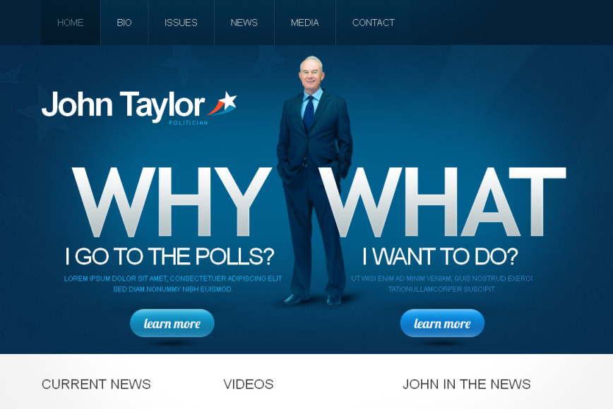 Political Candidate Web Template with Photographic Header - image