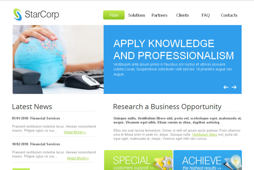 Business Website Template with Two-Column Header Content - image