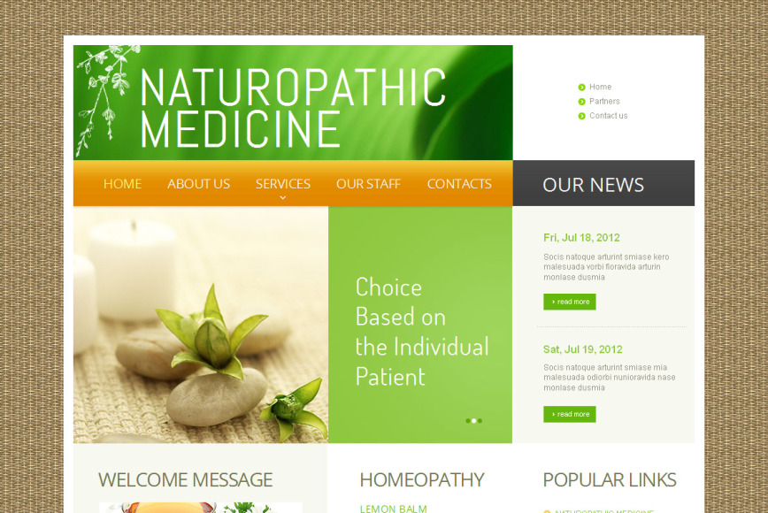 Herbal Medicine site Template with Textured Background MotoCMS