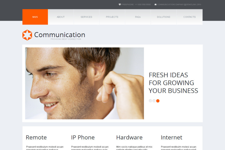 Communication Website Template with a jQuery Slider - image