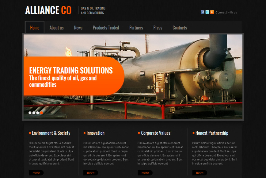 Industrial Website Template in Dark Style with Background Pattern - image