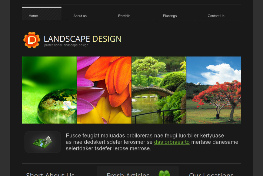 Landscape Design Web Template Done in Black Color - image
