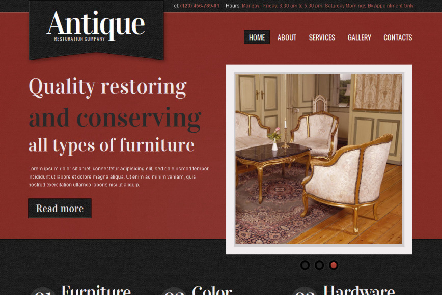 Antique Website Template for Restoration Company - image