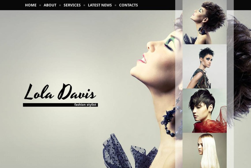 Hair Salon Website Template with Vertical Strip of Thumbnails - MotoCMS