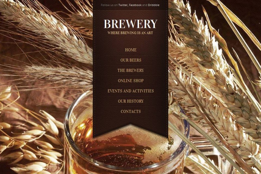 Brewery Web Template with Photo Background and Vertical Menu Bar - image