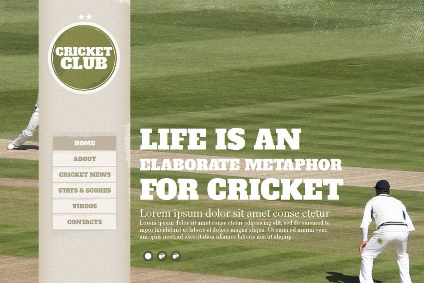 Cricket Website Template with Background Image Slider - MotoCMS