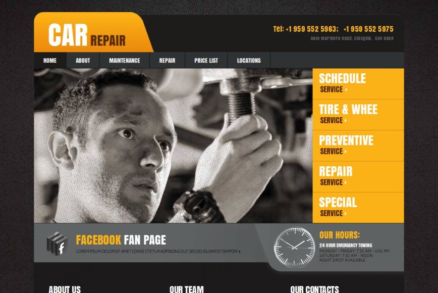 Car Repair Web Template with a Background Texture - image