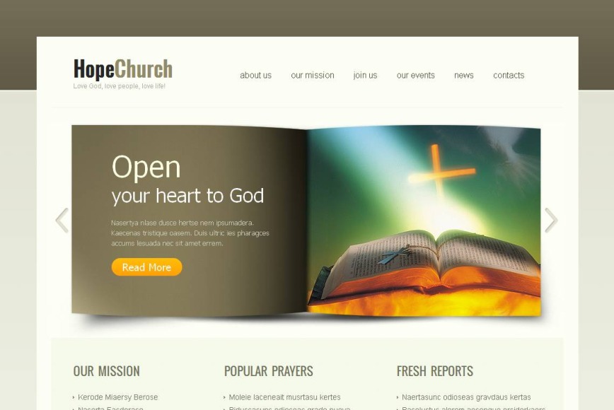 Religious Website Template with a Book Style Content Slider - image