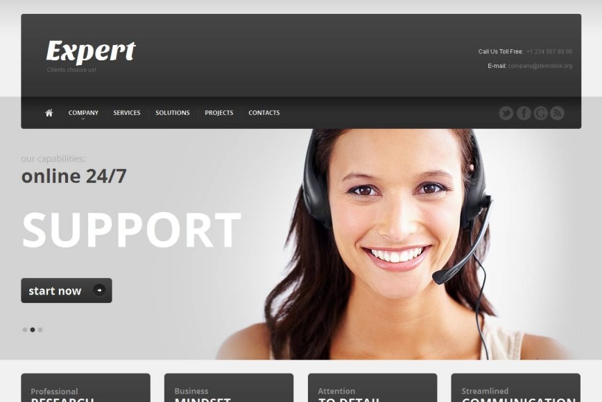 Call Center Website Template Done in Shades of Gray MotoCMS