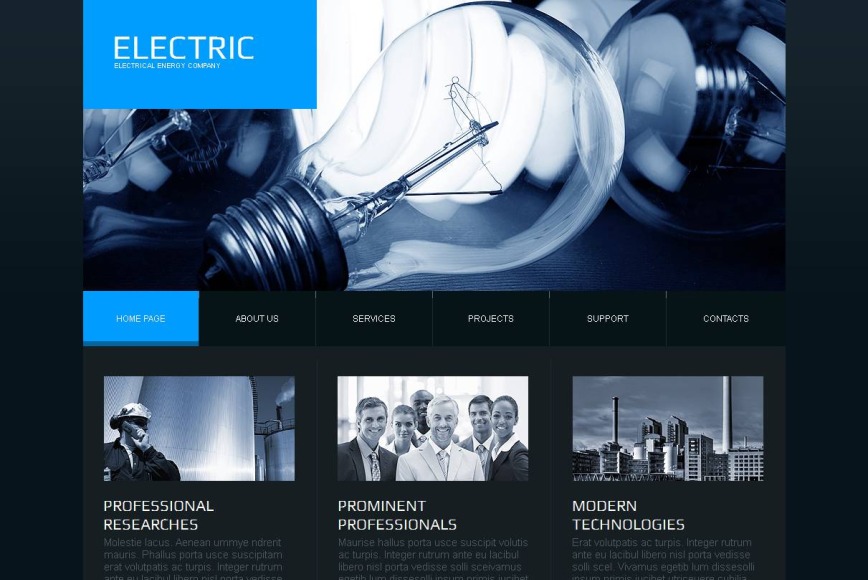 Electrical Energy Website Template Designed in Dark Colors - image