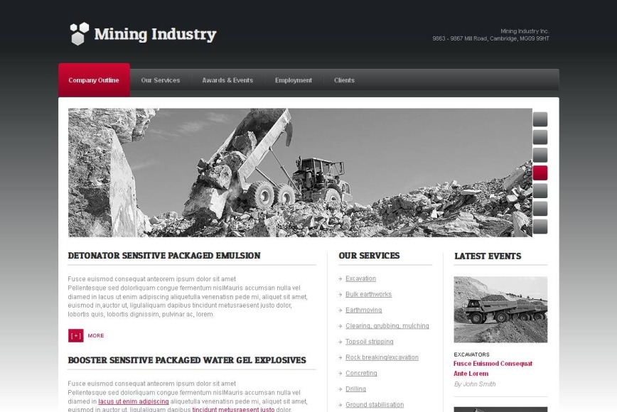 Mining Company Website Template in Gray Tones - image
