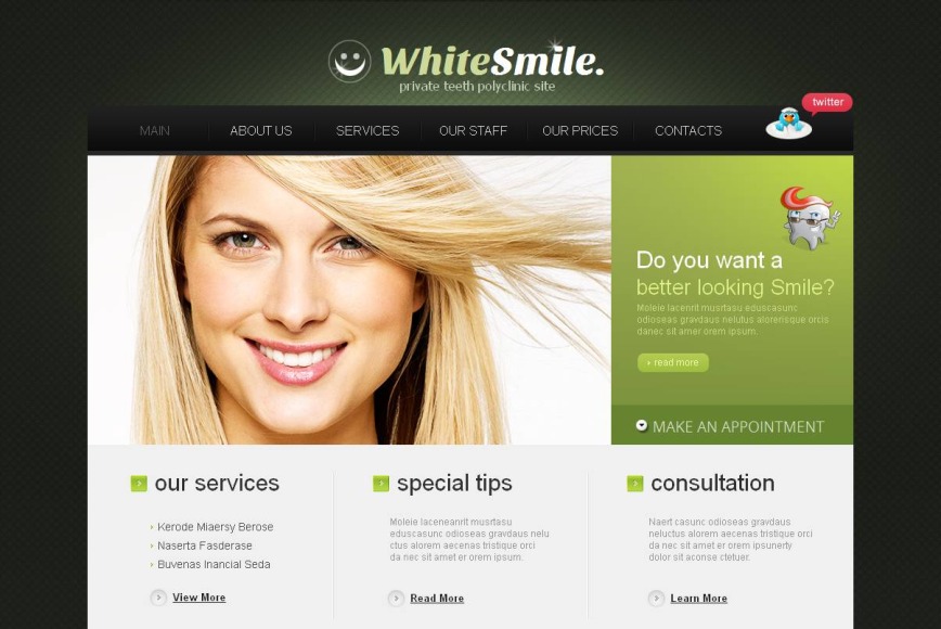 Dark Green Website Template for Dental Clinics - image