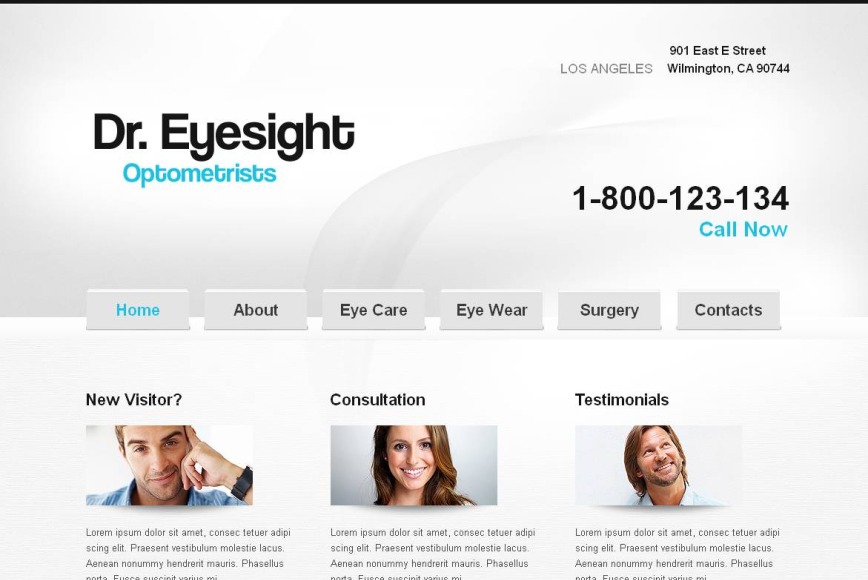 Optometrist Website Template Designed in Gray Colors - image
