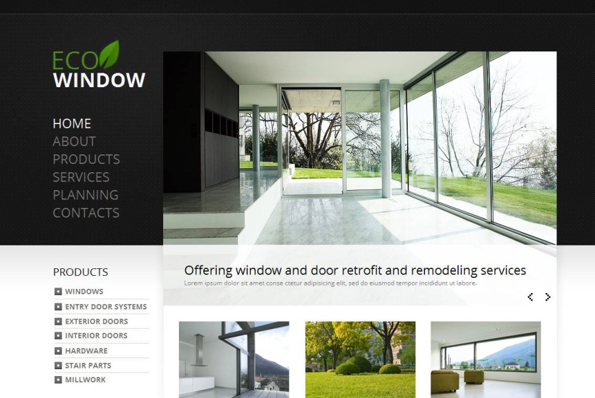 Window Manufacturer Website Template with Vertical Navigation - image