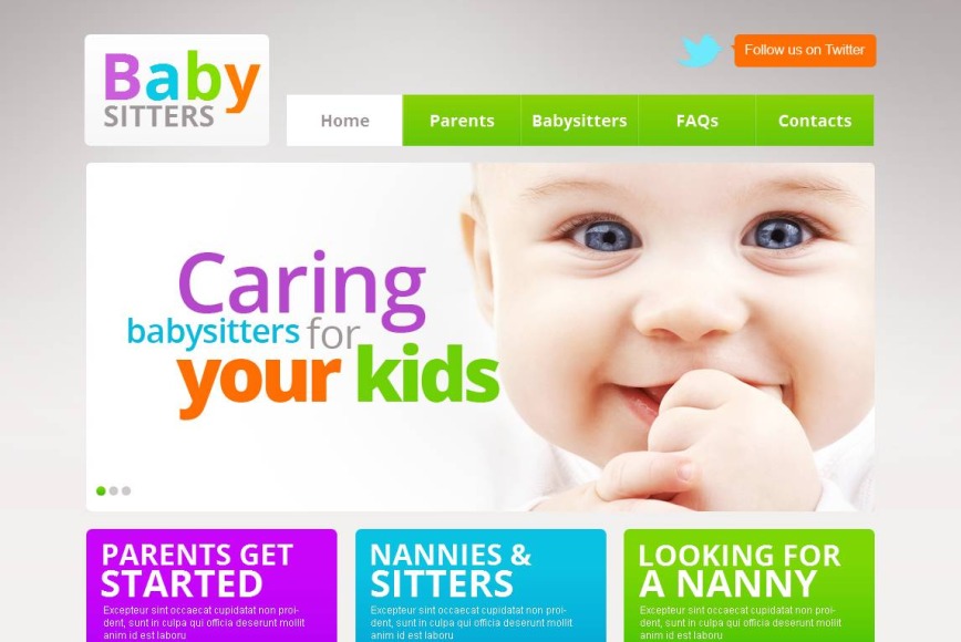 Multi-Colored Website Template for Babysitters - image