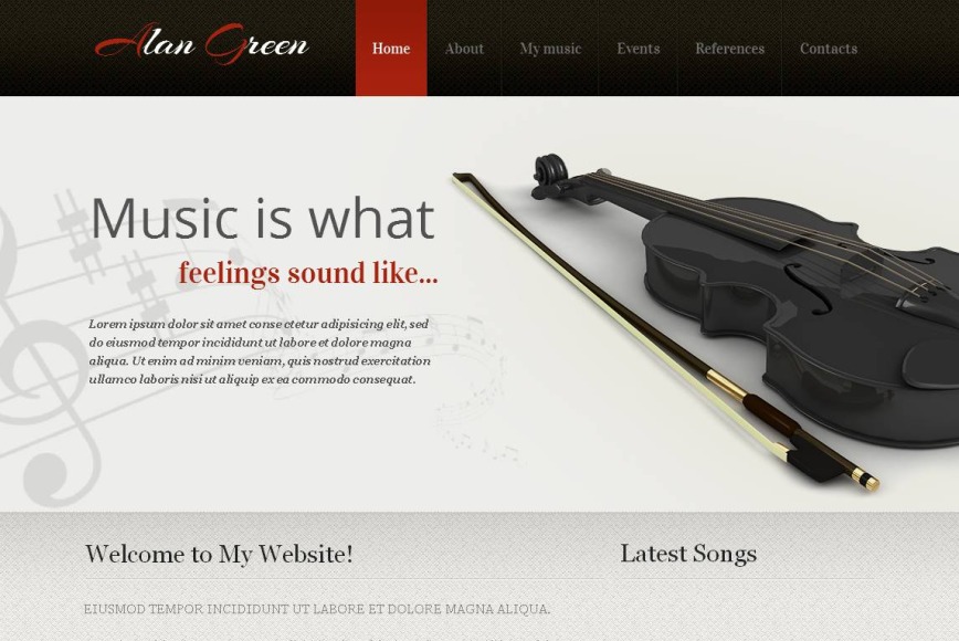Musician's Personal Page Website Template - image